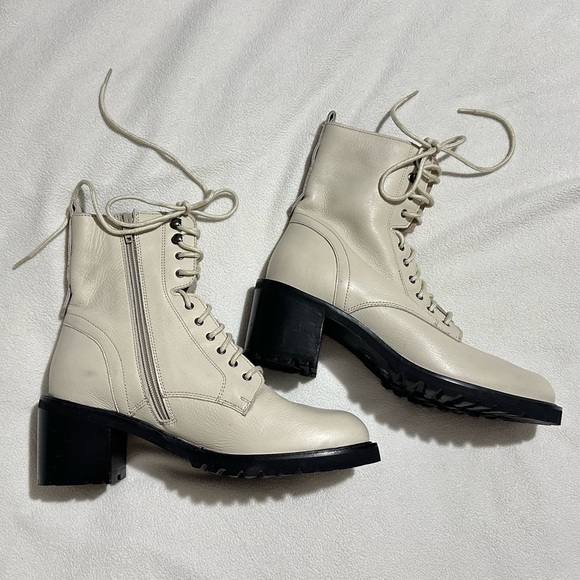 Seychelles Irresistible Combat Boot Off White Leather Size 8.5 - Picture 2 of 6
